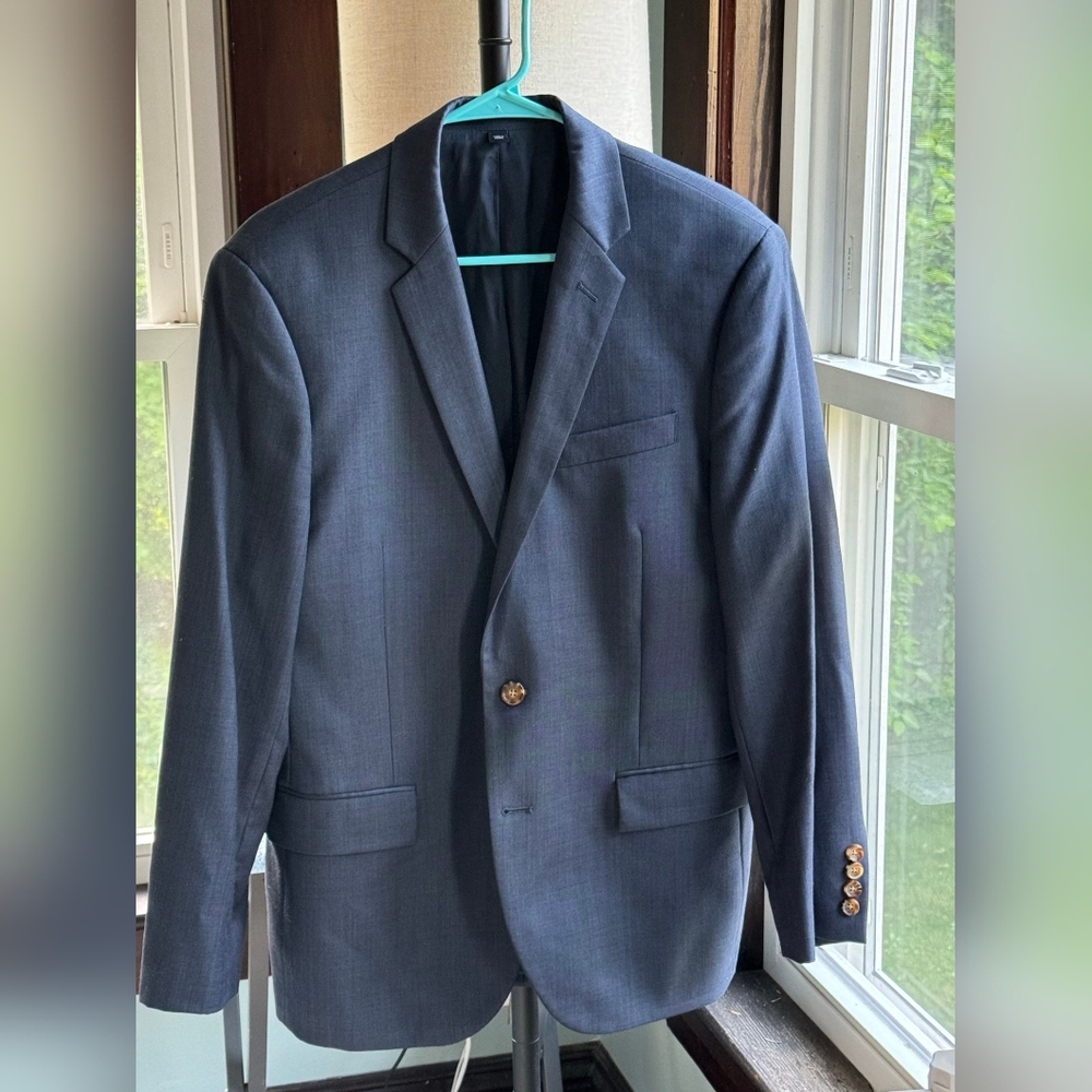 Men's J Crew 40S Dusky Blue Suit Jacket
